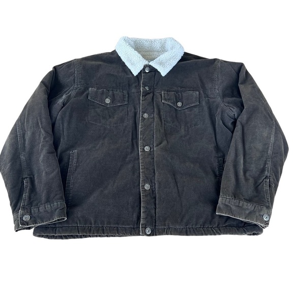 Pineapple Connection Sherpa Lined Corduroy Button Front Jacket Size Large Brown - Picture 4 of 12
